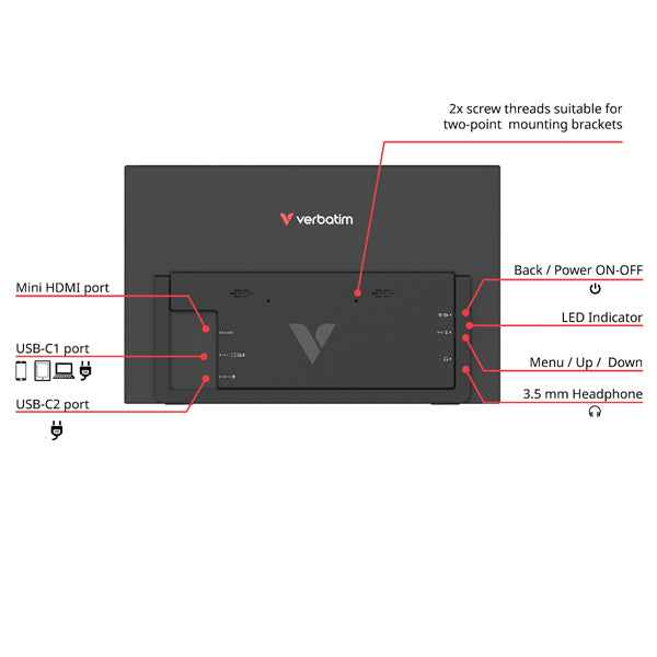 Monitor portatile - 14"- FHD Touchscreen LIGHT - Verbatim