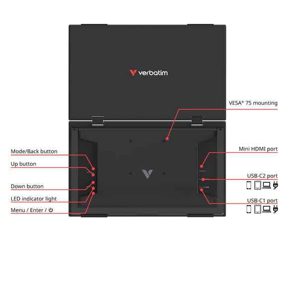 Monitor - portatile - 15.6"- dual LIGHT - Verbatim