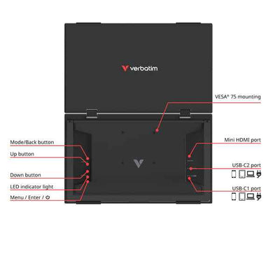 Monitor - portatile - 15.6"- dual LIGHT - Verbatim