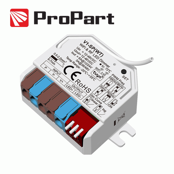 Controller Dimmer LED Monocolore WiFi + RF 12-48V Push DIM 6A Compatibile con Tuya Smart e Telecomando 2.4G RF