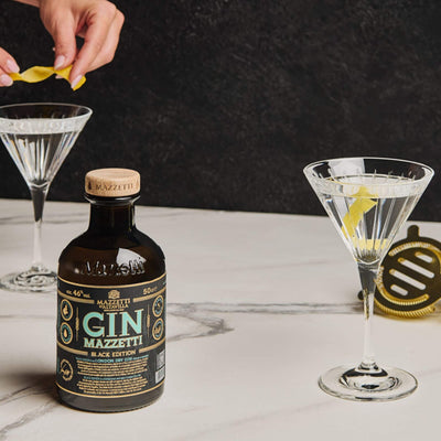 Mazzetti d'Altavilla Momento Martini Kit con Gin Black Edition 50 cl 2 Bicchieri Boston Shaker e Strainer
