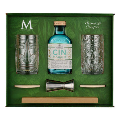 Mazzetti d'Altavilla Momento Creativo Cofanetto Gin 50 cl con 2 Bicchieri Tiki e Accessori