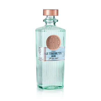 Gin Le Tribute 70cl bottiglia vetro verde scanalato dettagli rame