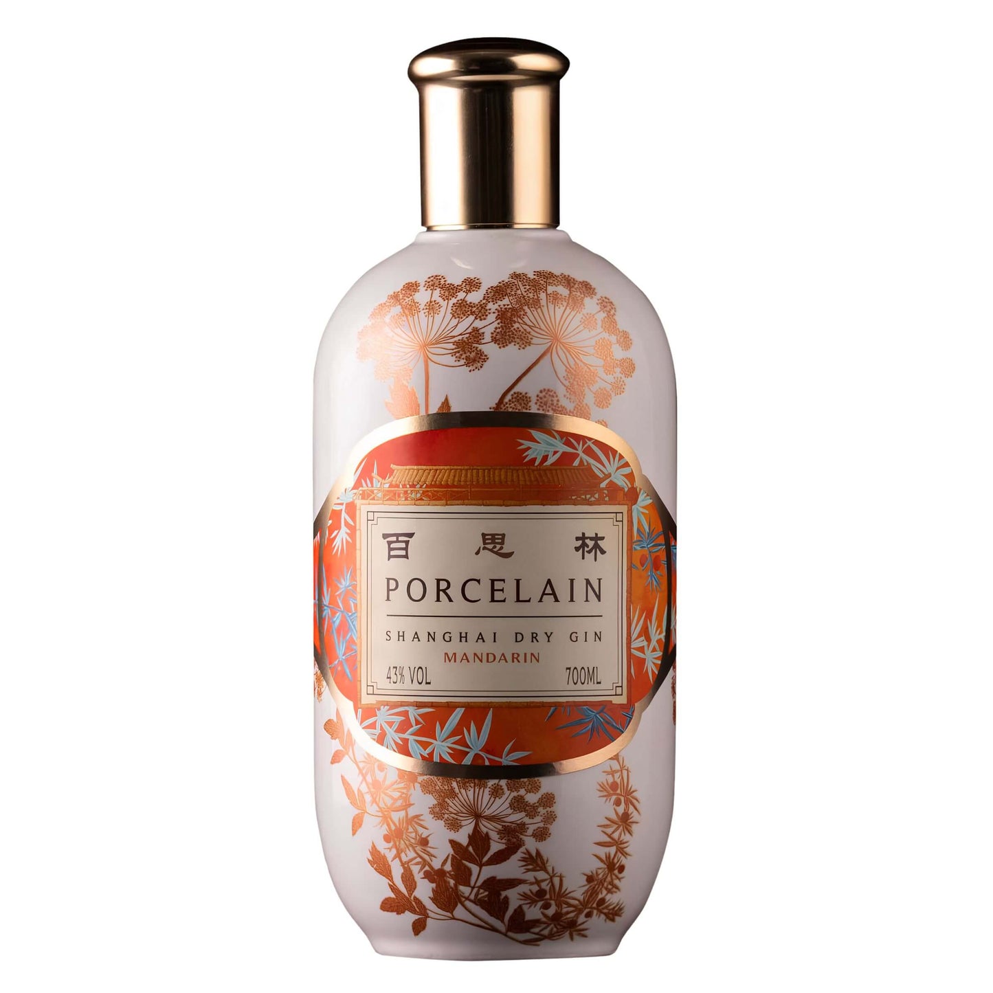 Porcelain Shanghai Dry Gin Mandarin 18 Botaniche Bottiglia Ceramica 70 cl