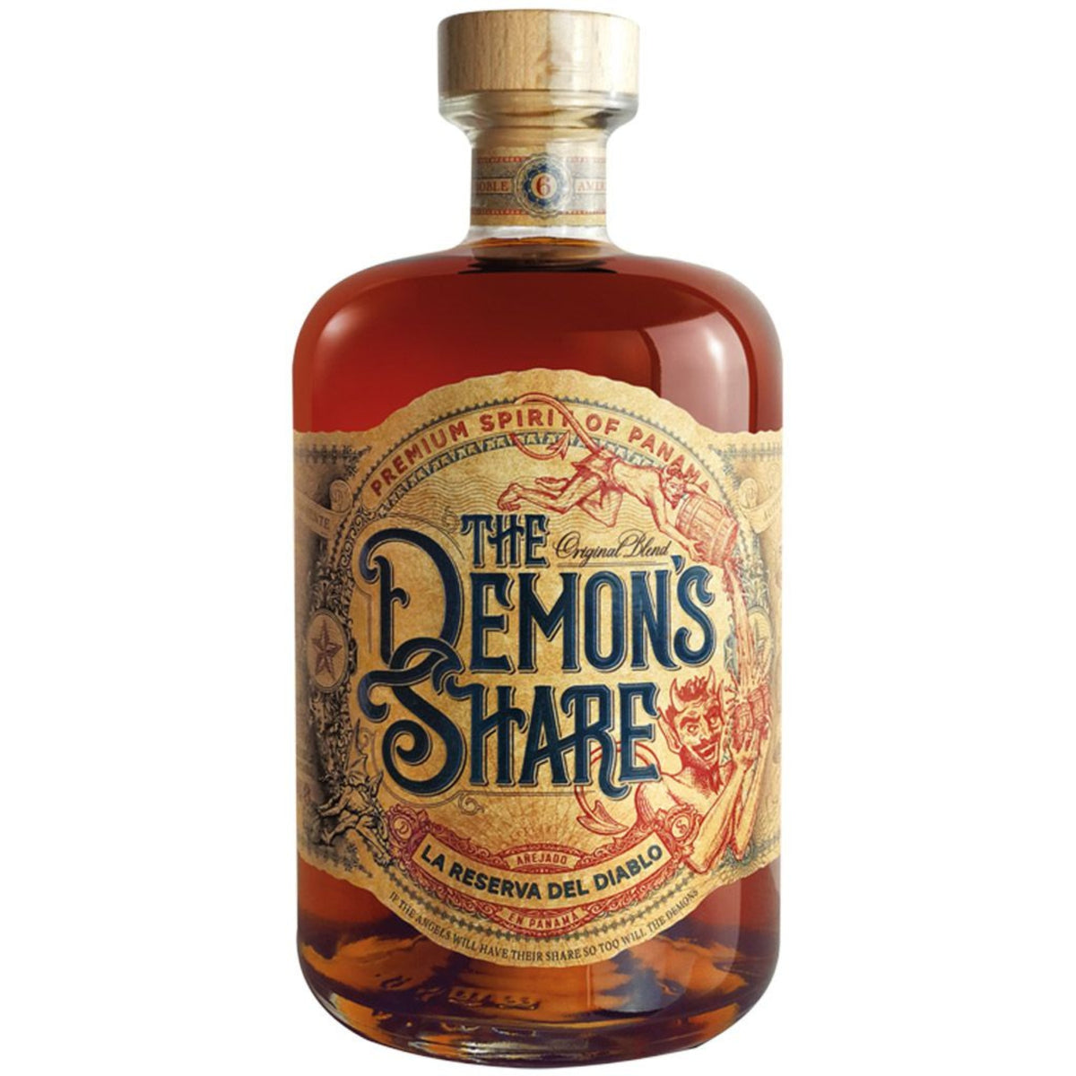 RUM CANE SPIRIT DRINK THE DEMON'S SHARE 6 YO LA RESERVA DEL DIABLO GIFT GLASS PACK 70cl