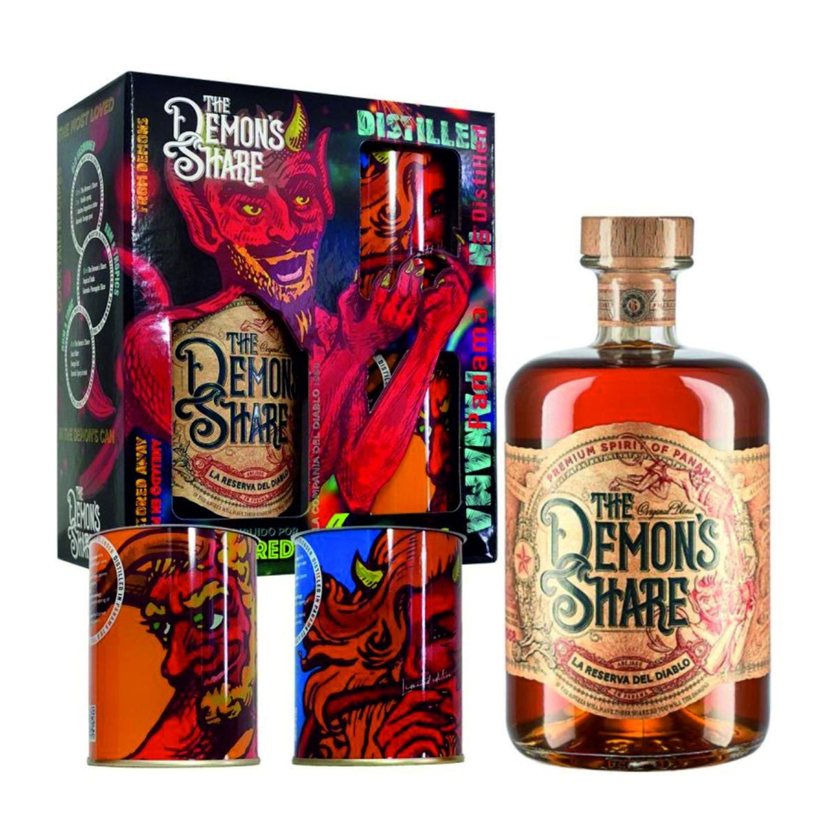 RUM CANE SPIRIT DRINK THE DEMON'S SHARE 6 YO LA RESERVA DEL DIABLO GIFT GLASS PACK 70cl
