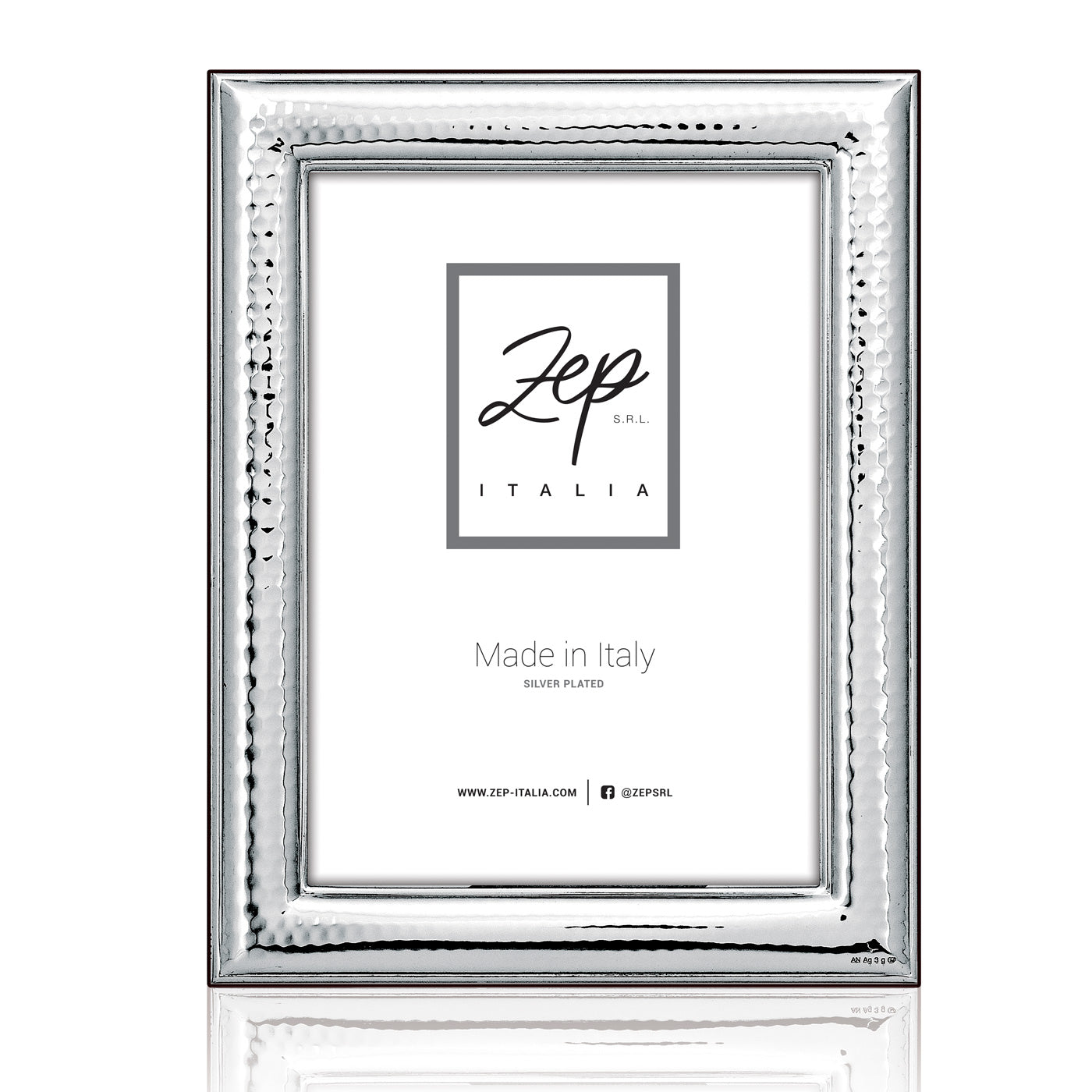 Cornice Recanati silver plated metallo lucido made in Italy profilo rilievo elegante classico retro legno per foto 13x18