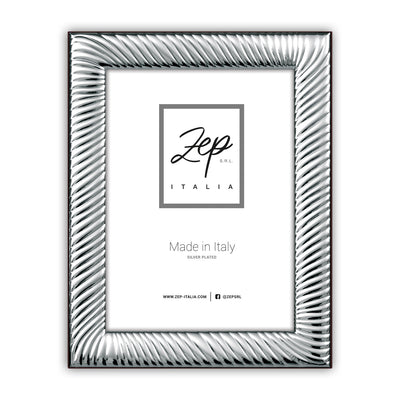 Cornice Volterra silver plated metallo lucido made in Italy profilo rilievo retro legno per foto 13x18