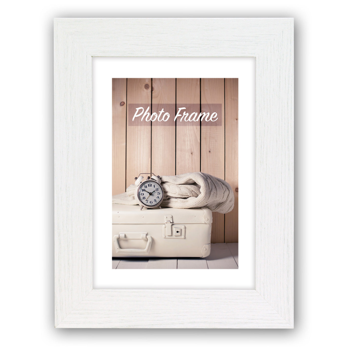 Cornice Nelson 3 in legno bianco formato 10x15 cm da tavolo e da parete