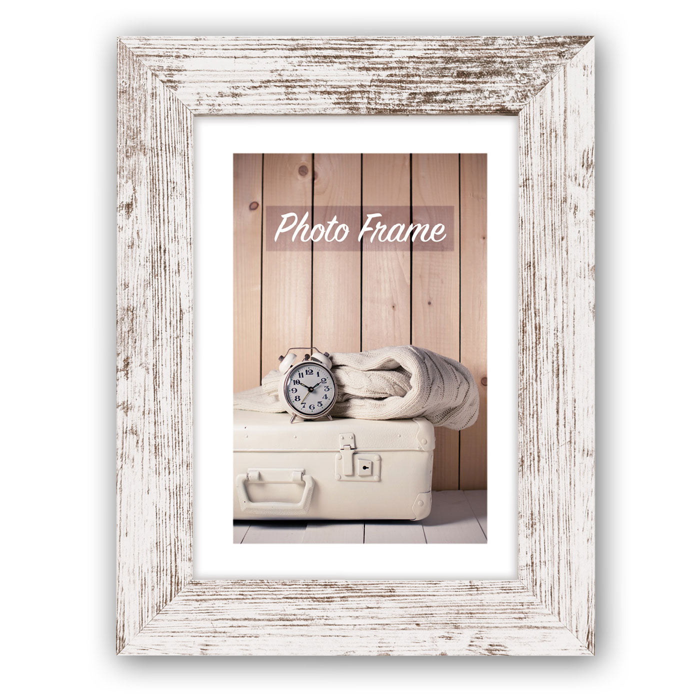 Cornice Nelson 6 in legno bianco striato formato 13x18 cm da tavolo e da parete