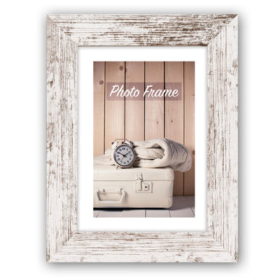 Cornice Nelson 6 in legno bianco striato formato 13x18 cm da tavolo e da parete