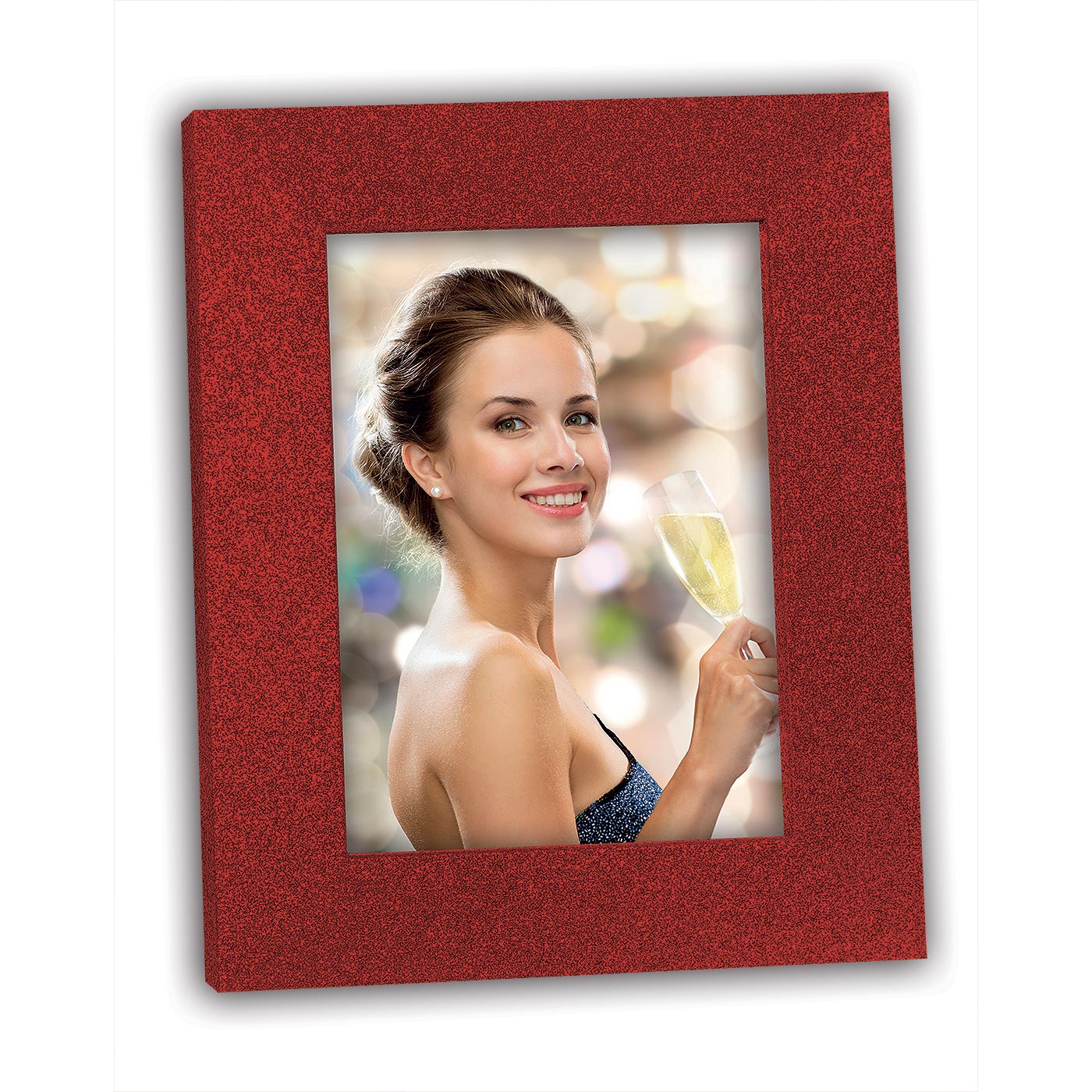 Cornice Broadway Red legno colore rosso con effetto glitterato da tavolo o da parete per foto 15x20 cm