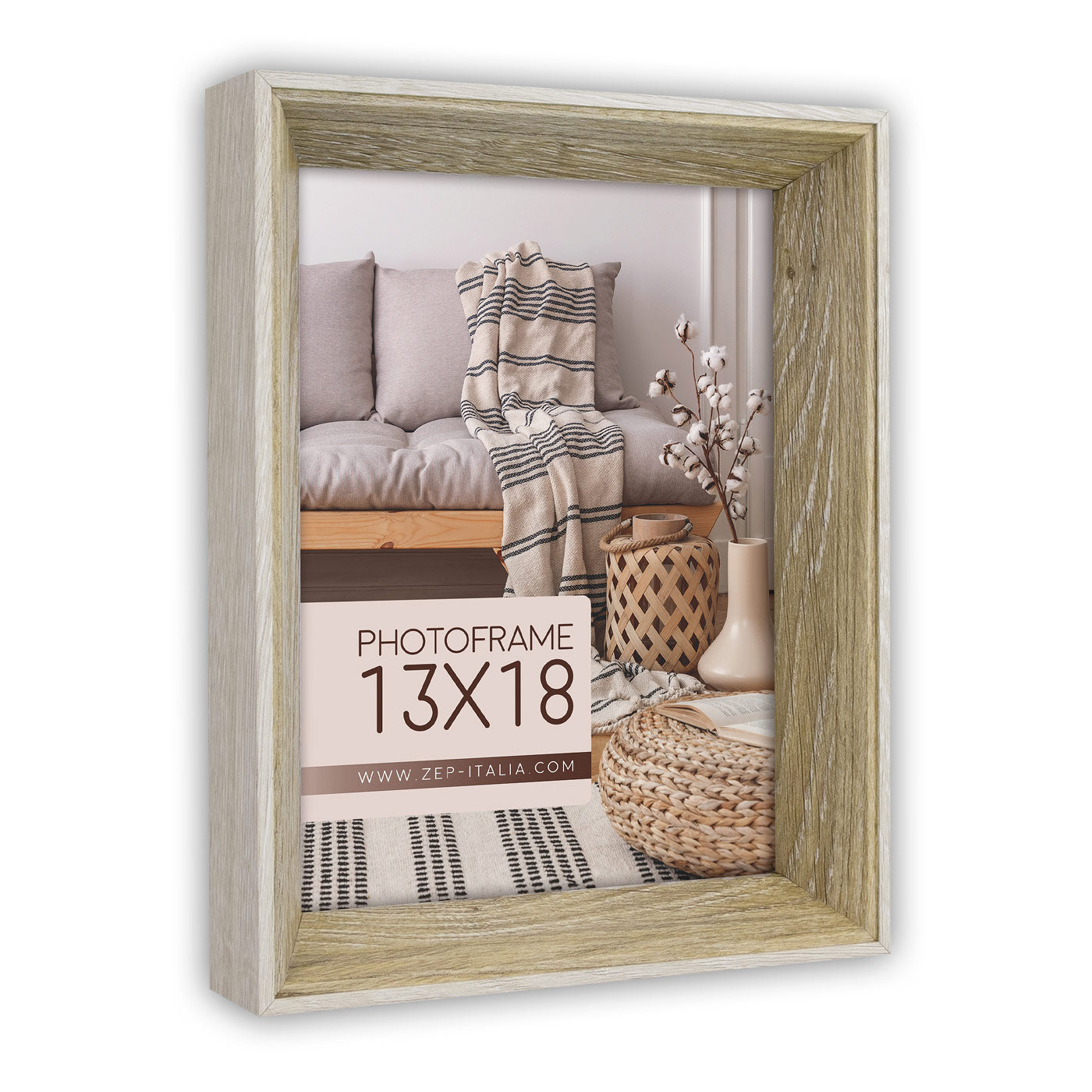 Cornice Scott Cream legno naturale bianco profilo squadrato da tavolo parete per foto 10x15