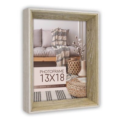 Cornice Scott Cream legno naturale bianco profilo squadrato da tavolo parete per foto 10x15