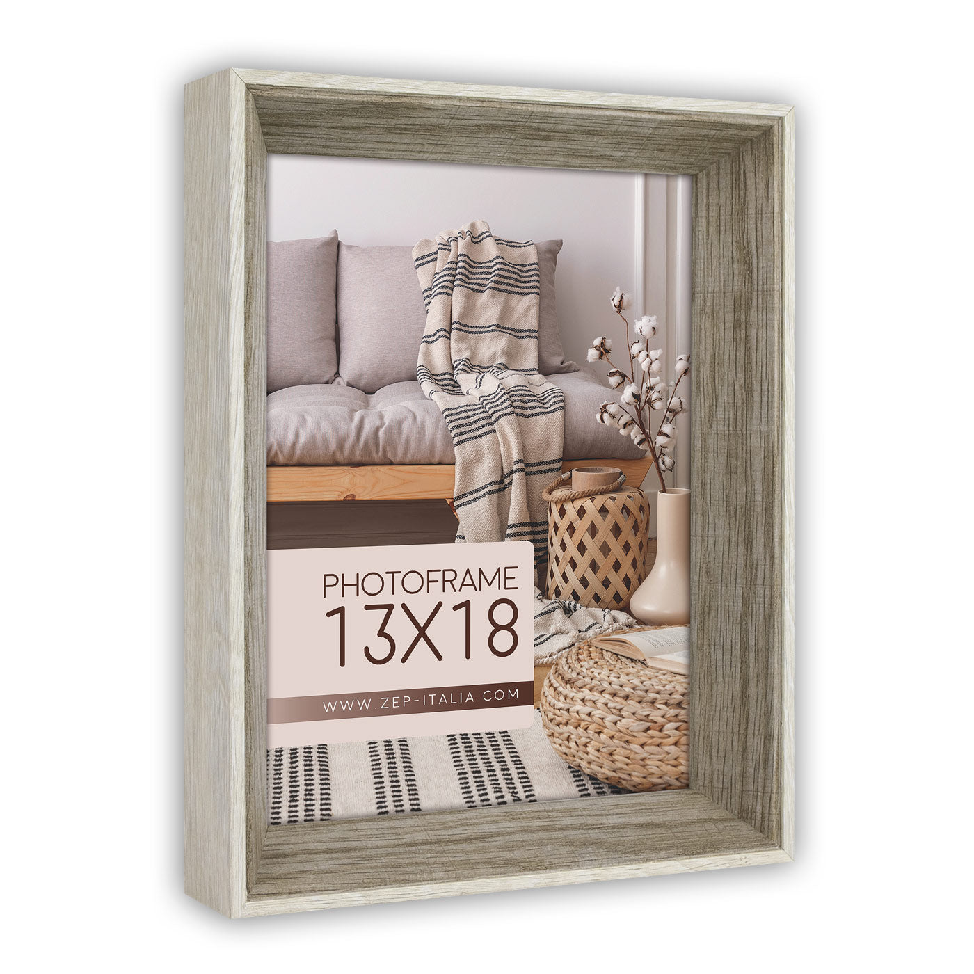 Cornice Scott Grey legno grigio bianco profilo squadrato da tavolo parete per foto 10x15