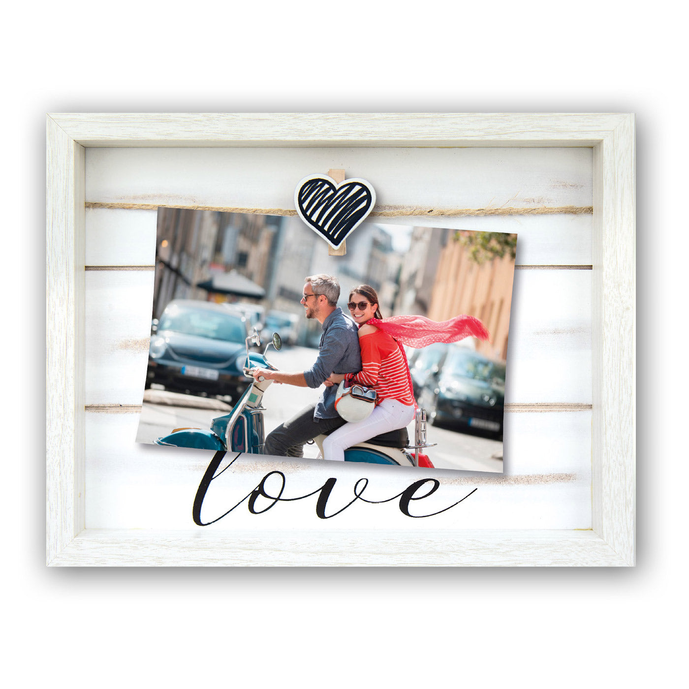 Cornice Vivienne White legno bianco stampa love clip portafoto da tavolo parete per foto 10x15