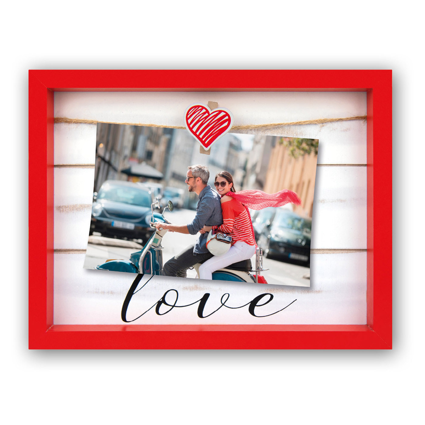 Cornice Vivienne Red legno rosso bianco stampa love clip portafoto da tavolo parete per foto 10x15
