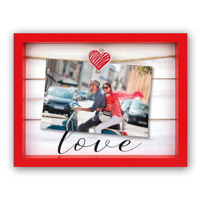 Cornice Vivienne Red legno rosso bianco stampa love clip portafoto da tavolo parete per foto 10x15