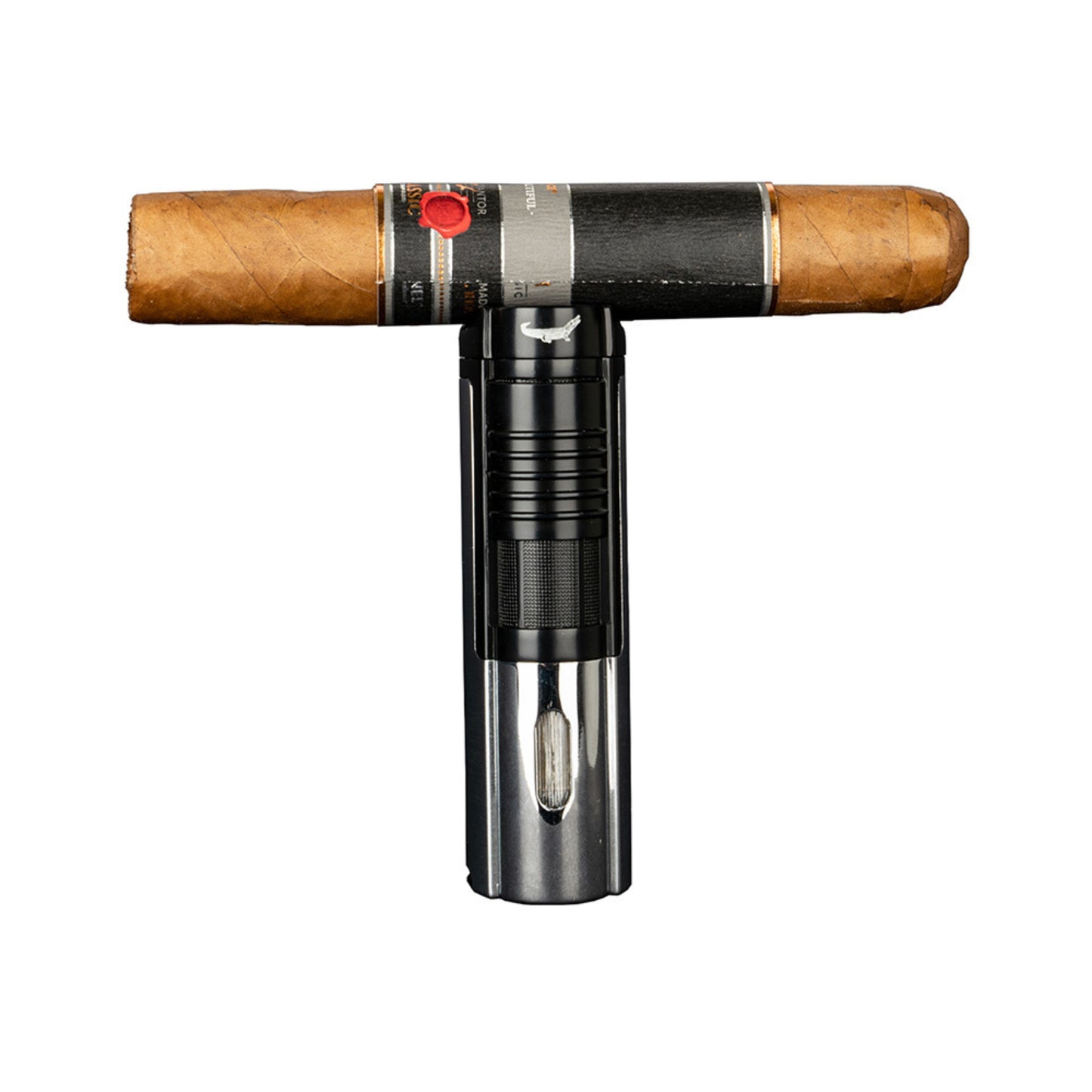 ACCENDINO FORMULA CROCODILE AVANTI TRIPLE JET CHROM CON BUCA SIGARI E POGGIA SIGARO INTEGRATO - 71316A