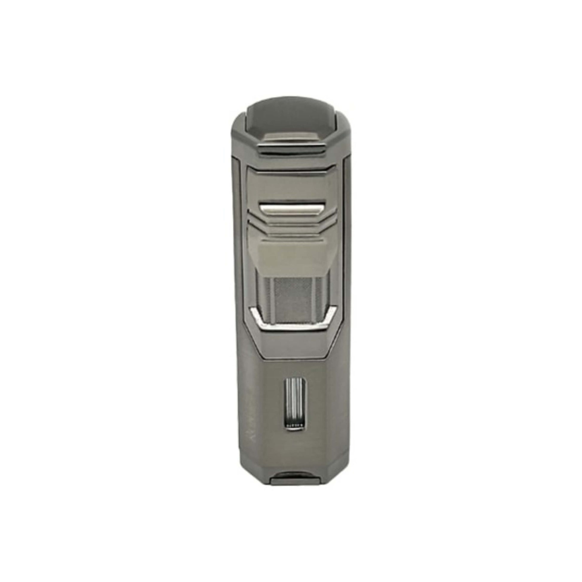 Dettaglio del punch sigari integrato dell'accendino triplo jet Ronson Chinook Gun Metal