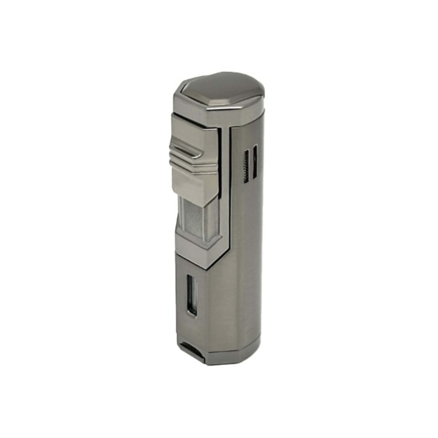 Accendino triplo jet Ronson Chinook Gun Metal con 3 ugelli jet flame e struttura in metallo
