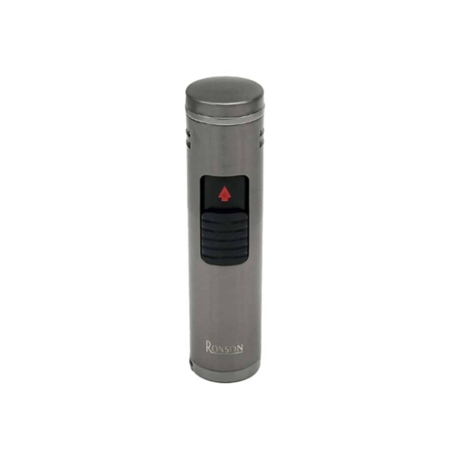 Dettaglio del punch sigari integrato dell'accendino triplo jet Ronson Monsun Gun Metal