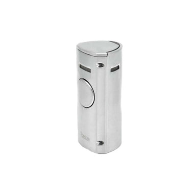 Accendino da tavolo Ronson Volcano Chrome Satin con 4 ugelli jet flame e corpo in metallo cromato satinato