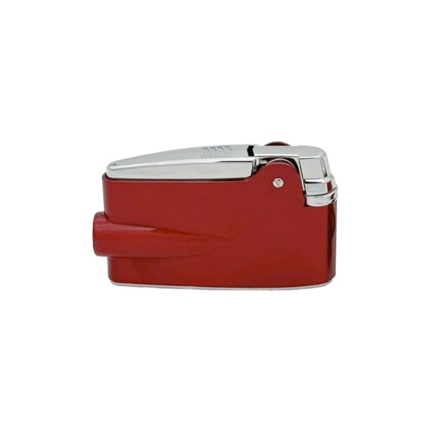 Dettaglio della finitura rossa e del meccanismo pietrina dell'accendino Ronson Premier Varaflame rosso