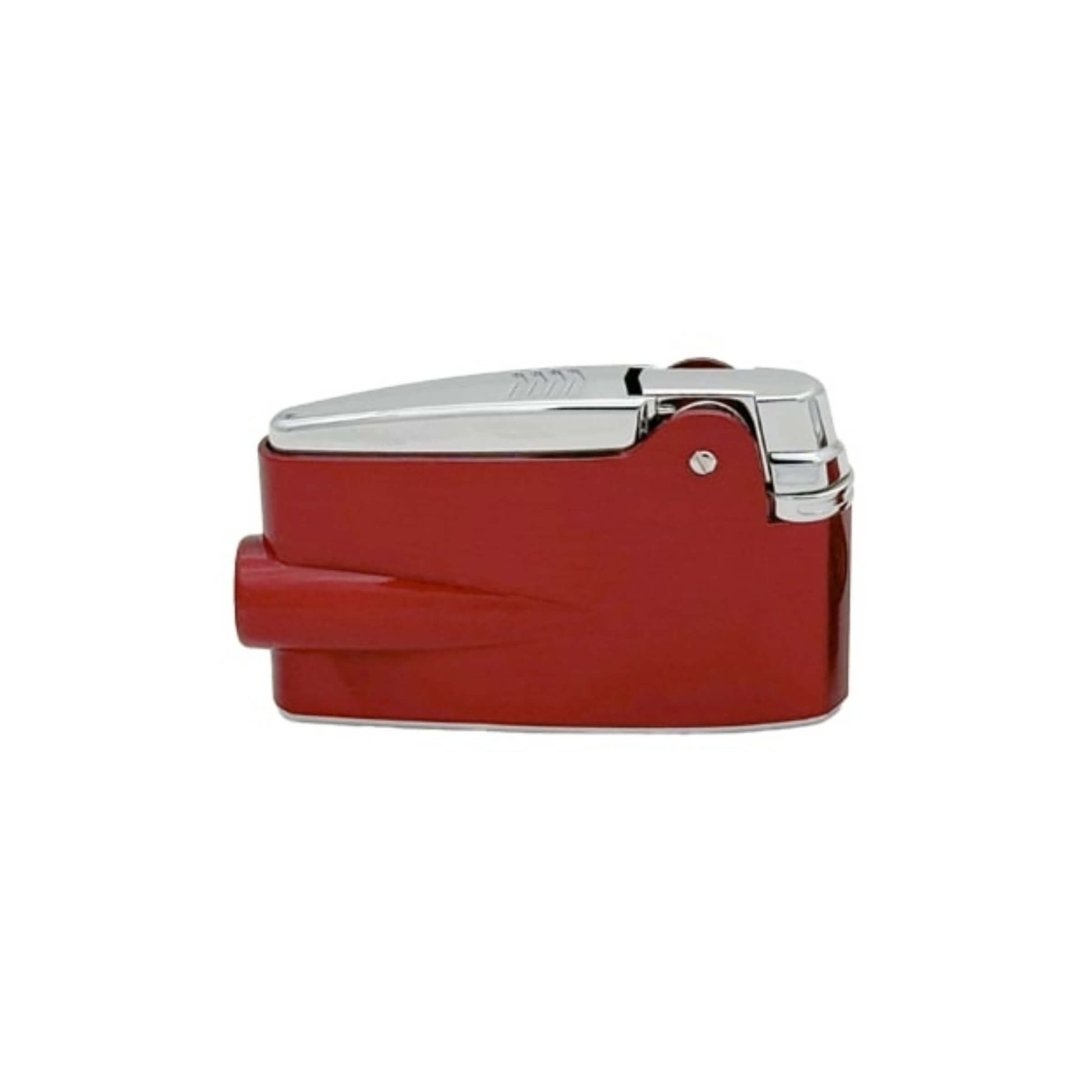 Dettaglio della finitura rossa e del meccanismo pietrina dell'accendino Ronson Premier Varaflame rosso