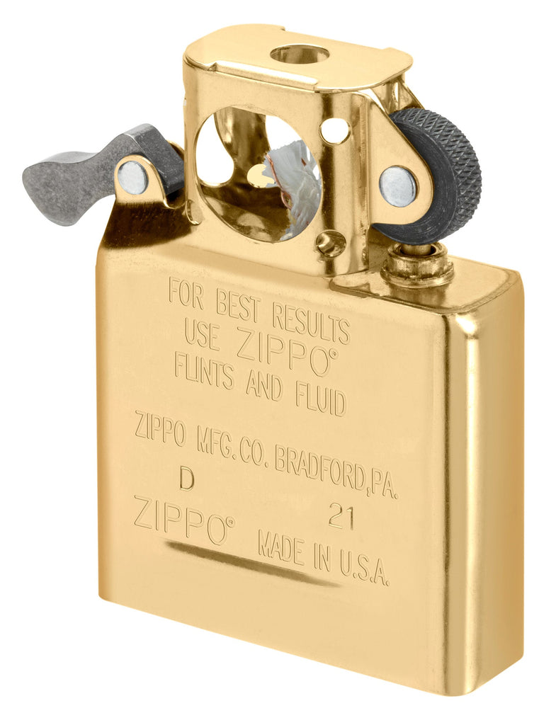 Dettaglio struttura metallica inserto Zippo 65845 pipa finitura oro