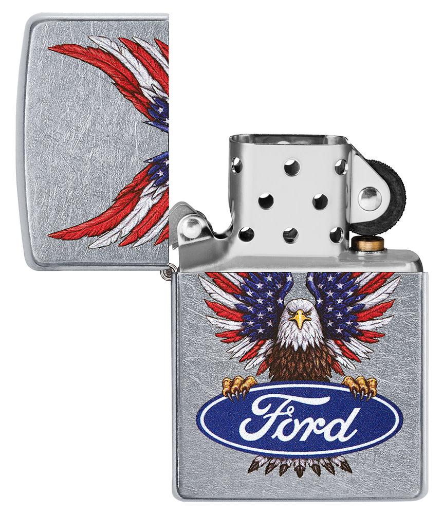Dettaglio grafica Ford Oval e aquila calva accendino Zippo 49521