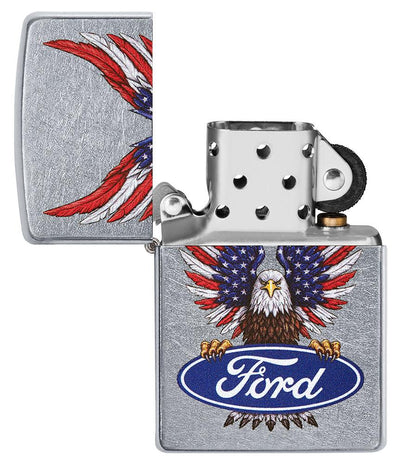 Dettaglio grafica Ford Oval e aquila calva accendino Zippo 49521