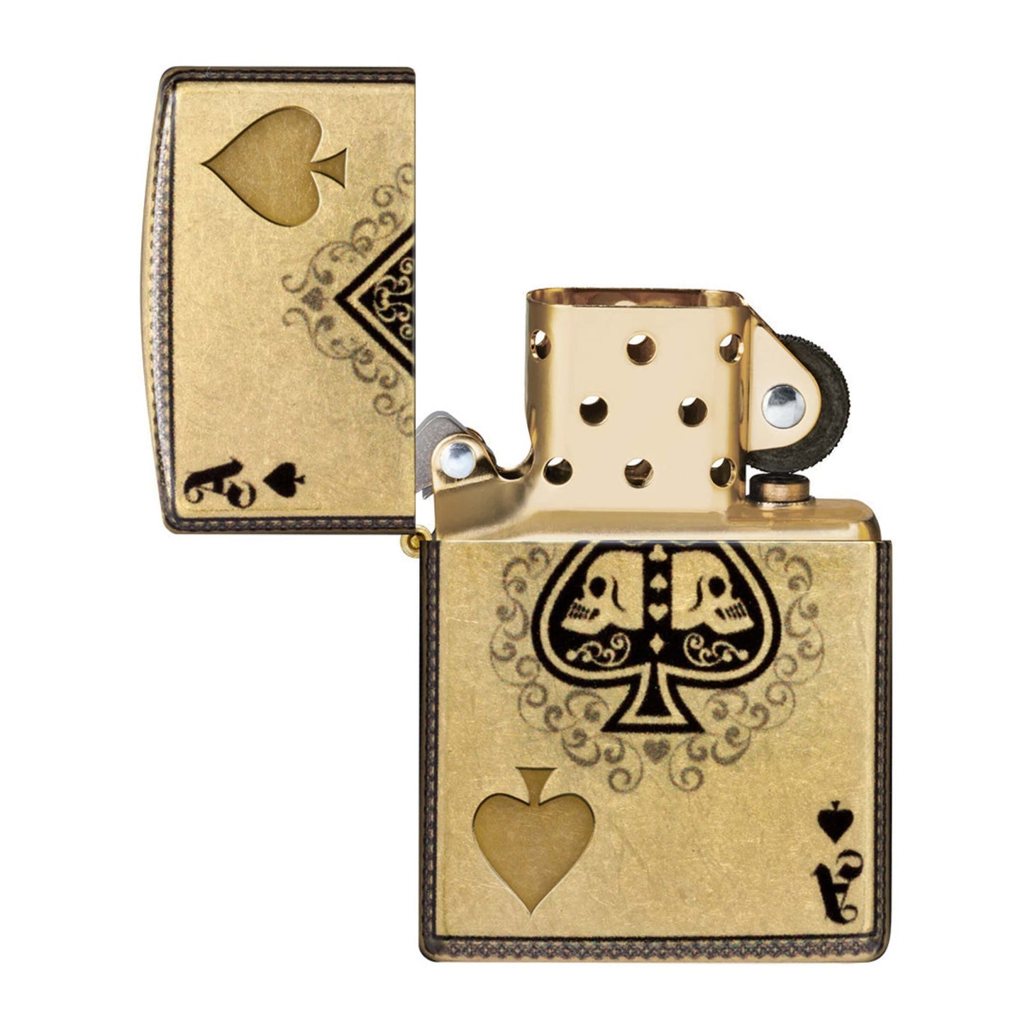 46388 ACCENDINO ZIPPO ACE OF SPADE DESIGN GOLD 360