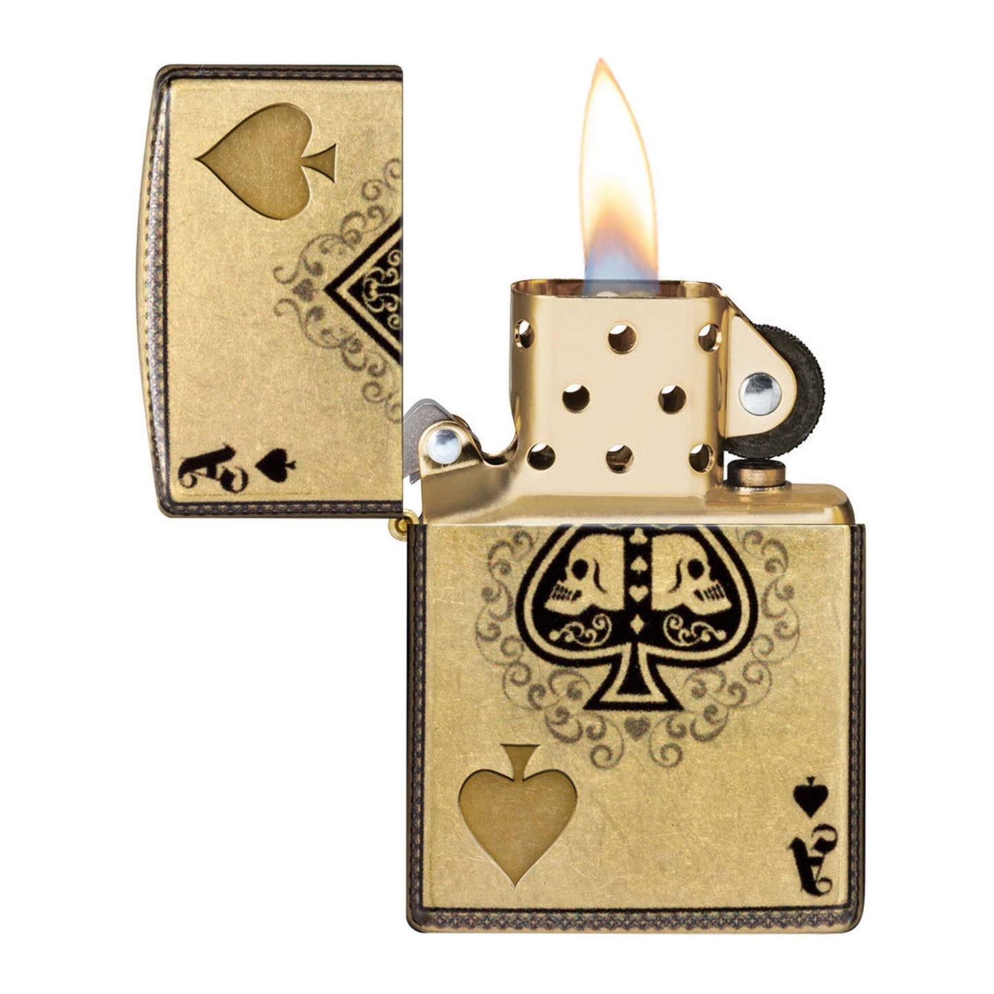 46388 ACCENDINO ZIPPO ACE OF SPADE DESIGN GOLD 360