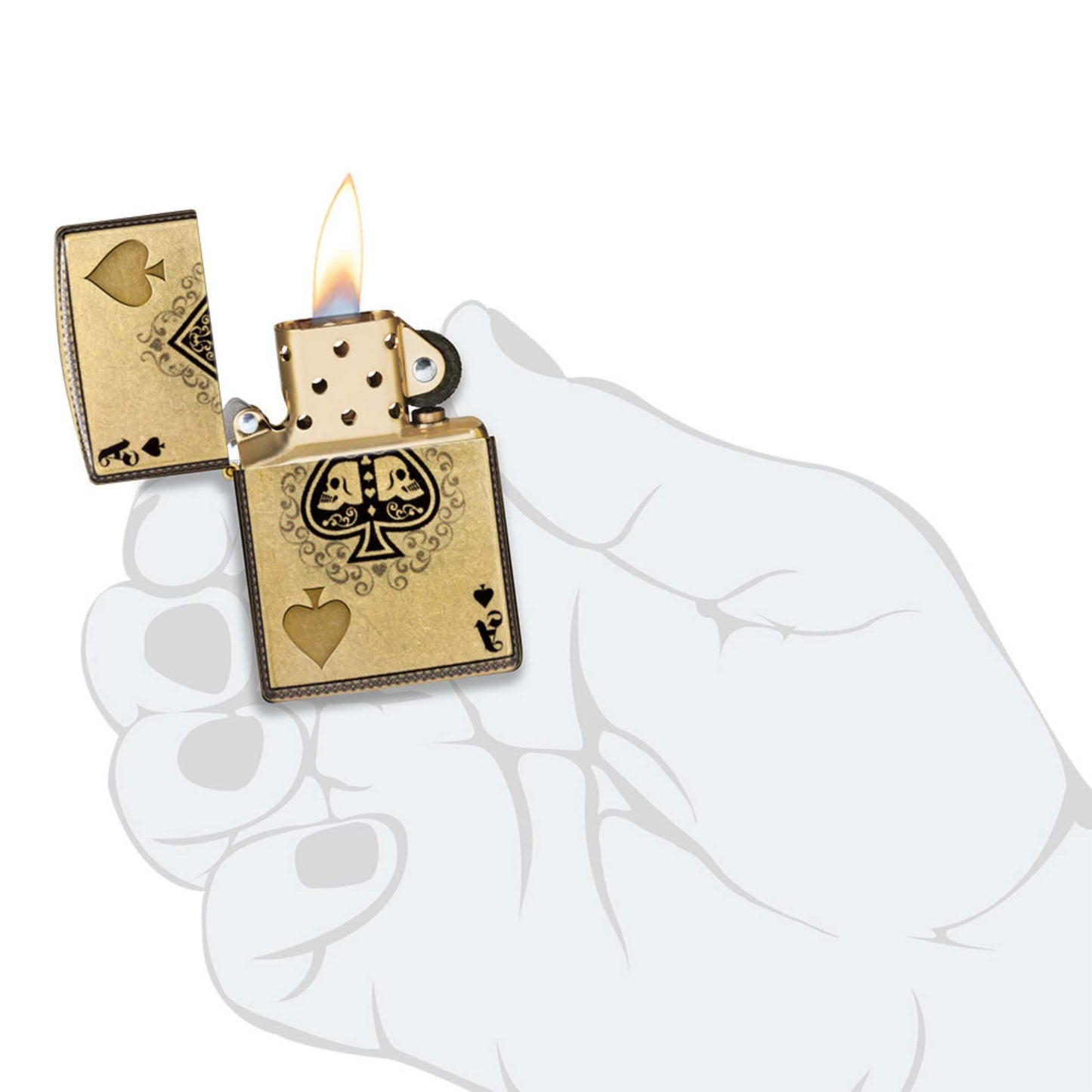 46388 ACCENDINO ZIPPO ACE OF SPADE DESIGN GOLD 360