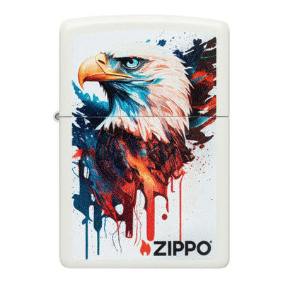 Zippo Painted Eagle Design Accendino Antivento White Matte con Aquila Americana - 46692
