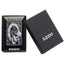Zippo Skull Clock Design Accendino Antivento Black Matte con Teschio e Orologio - 29854