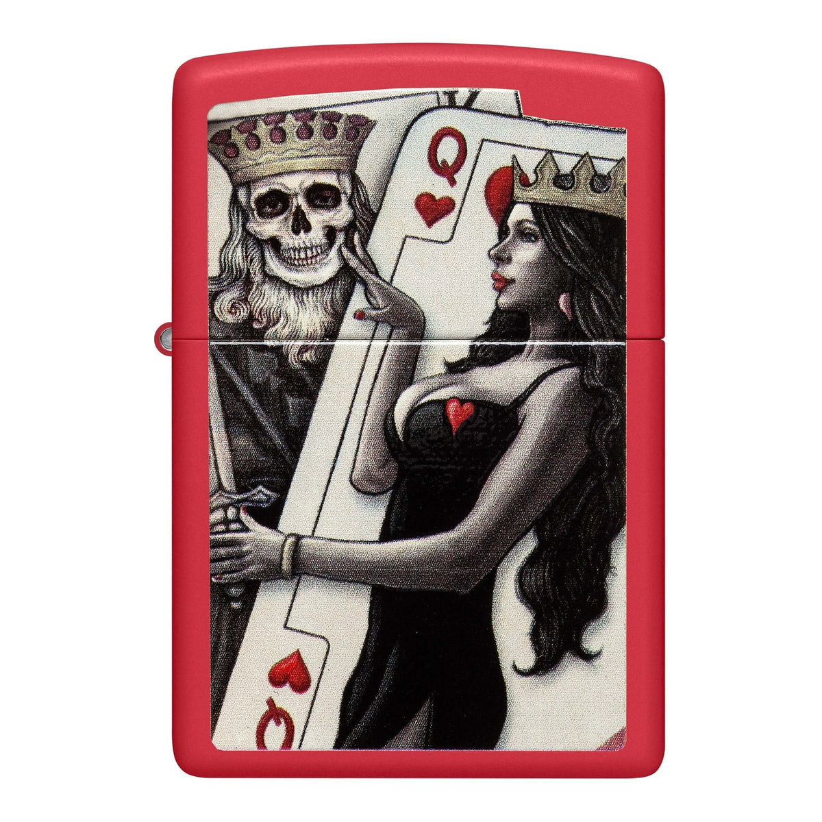 Zippo Skull King Queen Beauty Accendino Antivento Red Matte con Re Teschio e Regina di Cuori - 48624