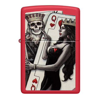 Zippo Skull King Queen Beauty Accendino Antivento Red Matte con Re Teschio e Regina di Cuori - 48624