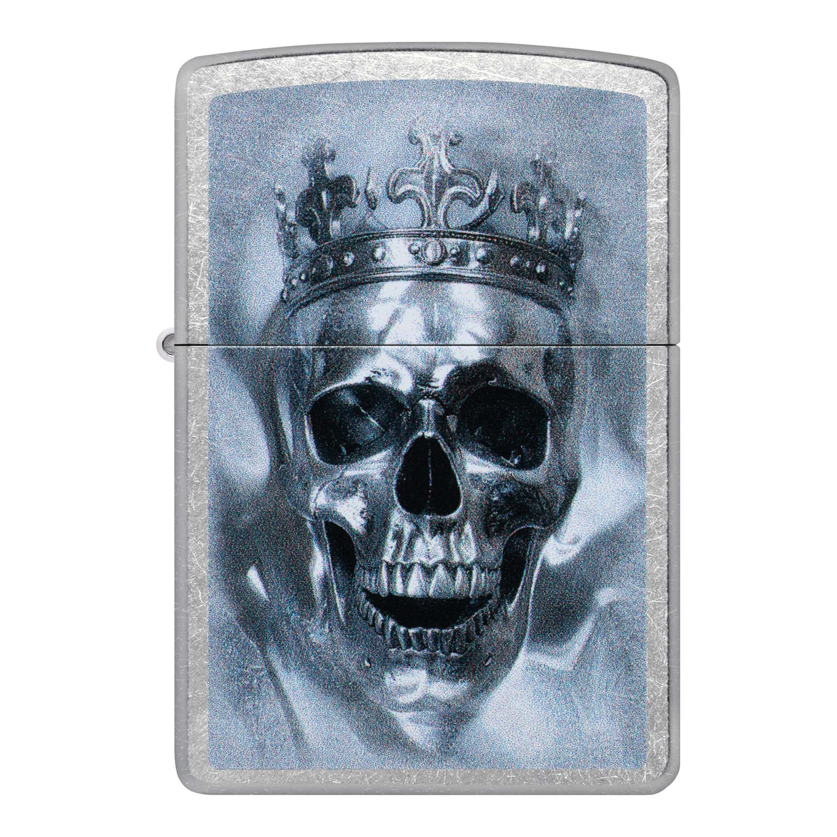 Zippo Metallic Skull Accendino Antivento Street Chrome con Teschio Reale e Corona - 47258