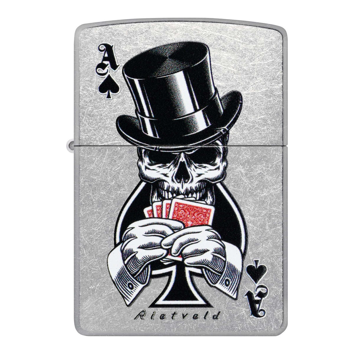 Zippo Rick Rietveld Ace of Spades Accendino Antivento Street Chrome con Teschio e Asso di Picche - 47112