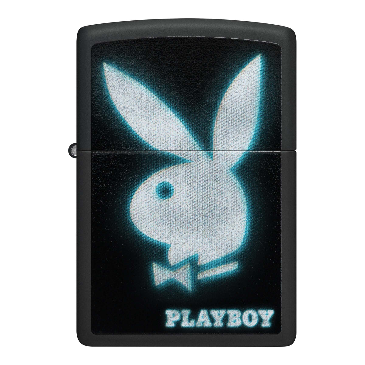 Zippo Playboy Rabbit Head Accendino Antivento Black Matte con Logo Coniglio Effetto Neon - 47393