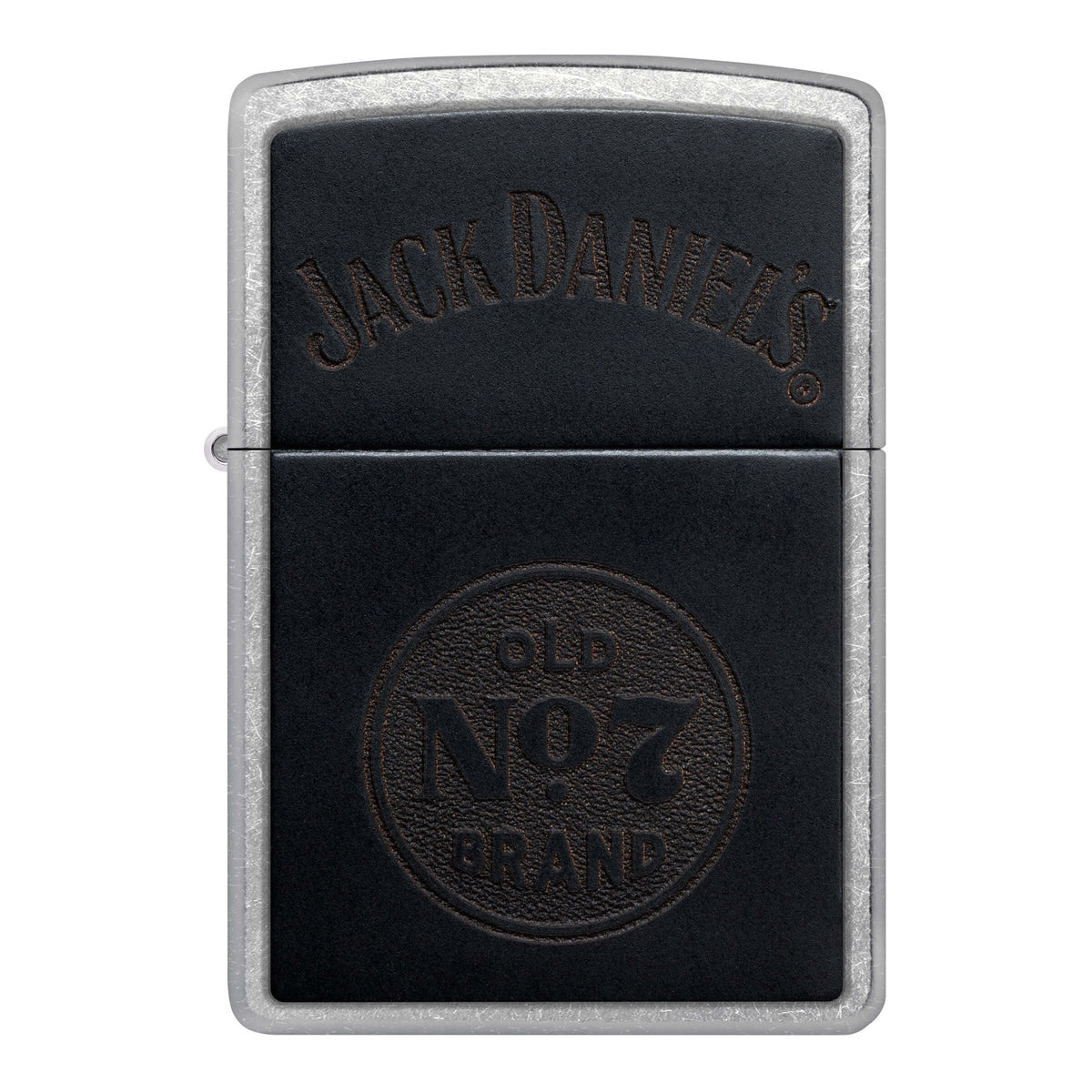 Zippo Jack Daniel's Old No. 7 Accendino Antivento Street Chrome con Inserto Nero Effetto Pelle - 47417