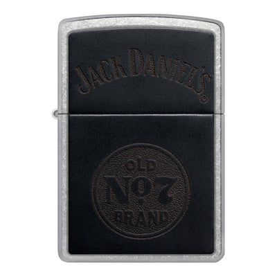 Zippo Jack Daniel's Old No. 7 Accendino Antivento Street Chrome con Inserto Nero Effetto Pelle - 47417