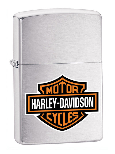 Accendino Zippo Harley Davidson 200HD con logo Bar e Shield arancione e nero