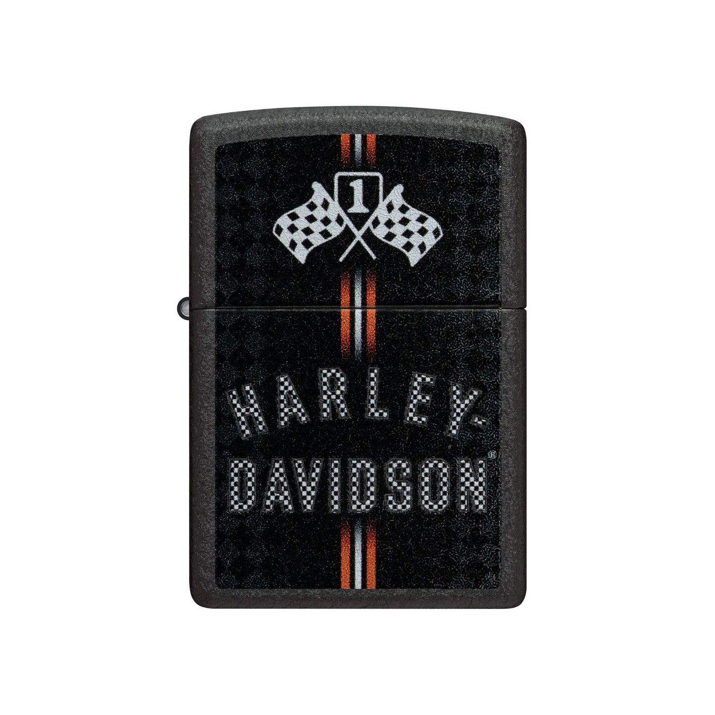Zippo Harley-Davidson Checkered Flags Accendino Antivento Black Crackle con Grafica Racing - 48558