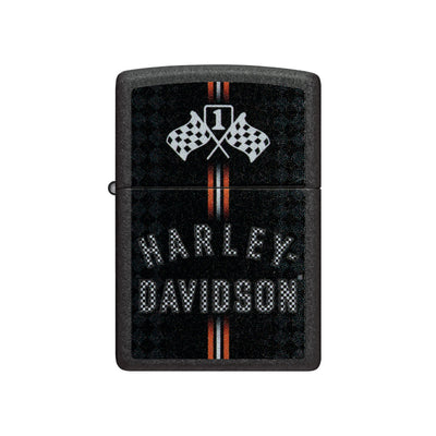 Zippo Harley-Davidson Checkered Flags Accendino Antivento Black Crackle con Grafica Racing - 48558