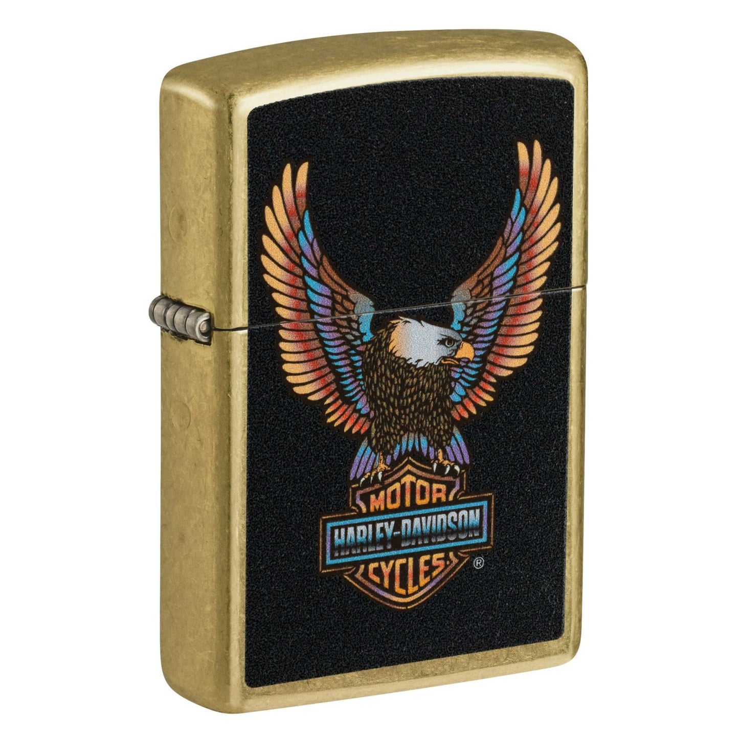Zippo Harley-Davidson Eagle Design Accendino Antivento Street Brass con Aquila e Logo Bar & Shield - 46678