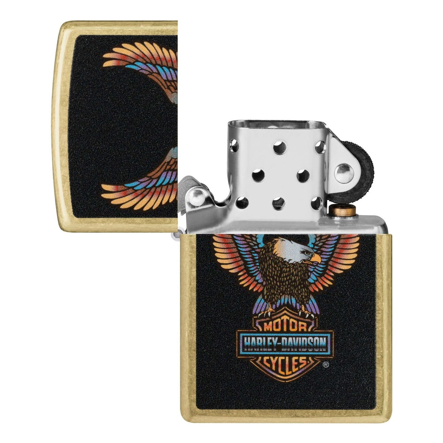 Zippo Harley-Davidson Eagle Design Accendino Antivento Street Brass con Aquila e Logo Bar & Shield - 46678