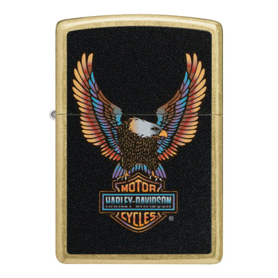 Zippo Harley-Davidson Eagle Design Accendino Antivento Street Brass con Aquila e Logo Bar & Shield - 46678